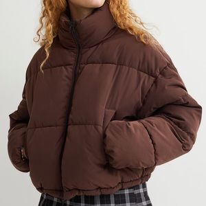 H&M Short Puffer Jacket in Brown